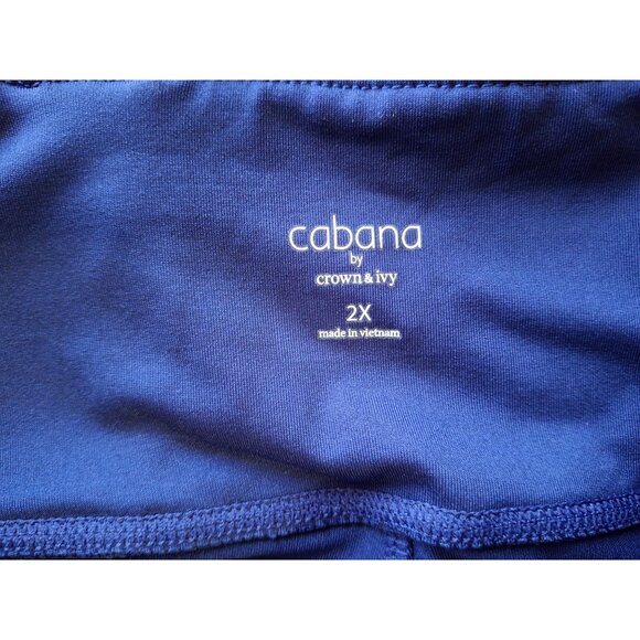 Crown & Ivy Cabana Star Print Leggings 2X Navy Pink Stretch Activewear Y2K - Picture 4 of 9